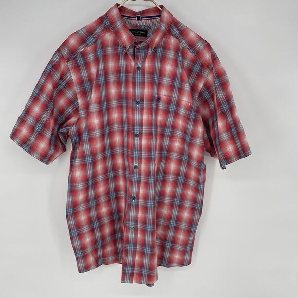 Ariat Men's Pro Jayceon Classic Short Sleeve Button Plaid Shirt Size L - Picture 1 of 10